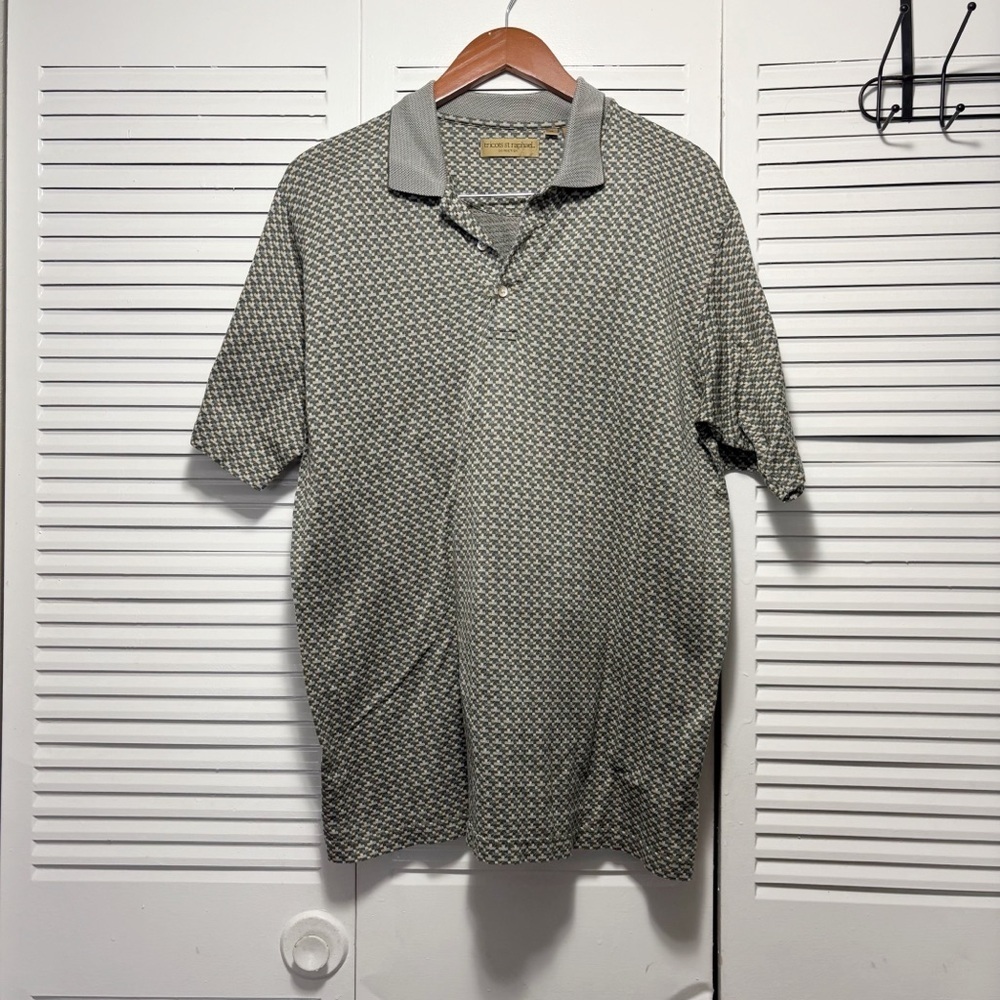 Tricots St. Raphael Cotton Polo Shirt Men's Green Multicolor Short Sleeve Size M